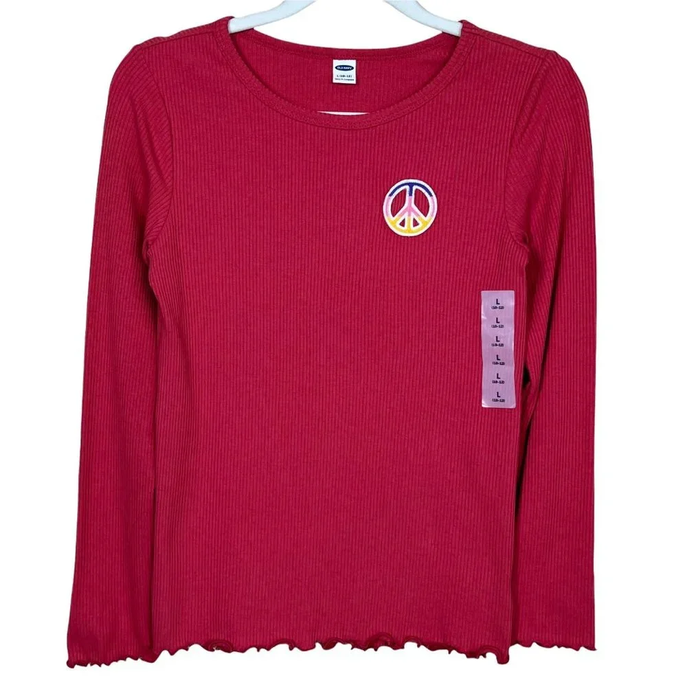 Old Navy‎ Peace Graphic Ribbed Top Love Song Girl’s Large/10-12